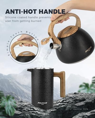 POLIVIAR Tea Kettle (2.7 Quarts / Crackle-Black)