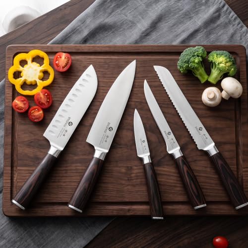 5PCS Kitchen Knife Set (Black Brown)