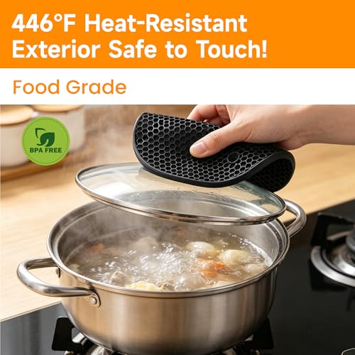 Silicone Trivets for Hot Dishes (Black: Square & Round)