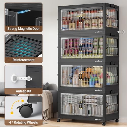 600Qt Stackable Storage Bins with 5 Lids (Black / 120Qt-5Pack)