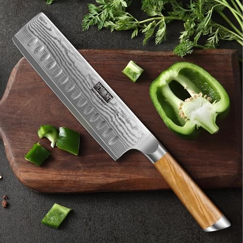 Damascus Nakiri Knife 6.5" (6.5 Inch Nakiri Knife)