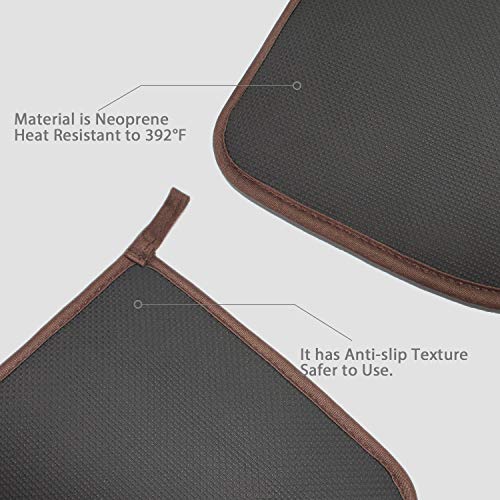 2Pcs Cotton and Neoprene Oven Pads Pot Holders with Pocket 8"x8.5" Dual (Brown)