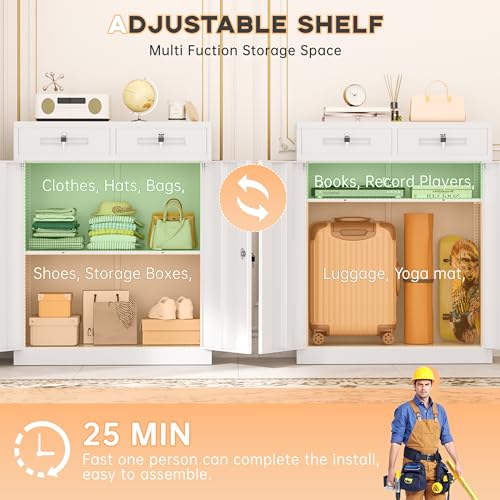 Metal Garage Storage Cabinet with Doors and Shelves (White / 36")