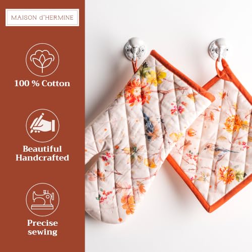 100% Cotton Oven Mitt & Pot Holder Set (062 - Kelim - Prairie / 7.5" x 13" & 8" x 8" (Oven Mitt & Pot Holder))