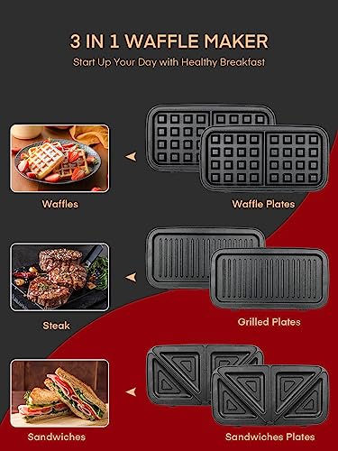 3 in 1 Waffle Maker Sandwich Panini Press
