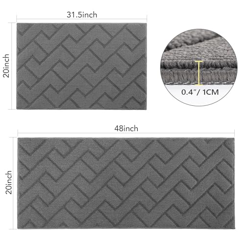 Kitchen Runner Rug (Grey / 20"x48"+20"x32")