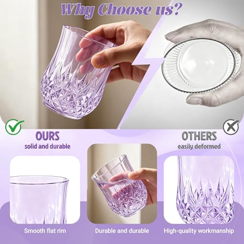 24 Pack Plastic Stemless Wine Glasses (Purple)