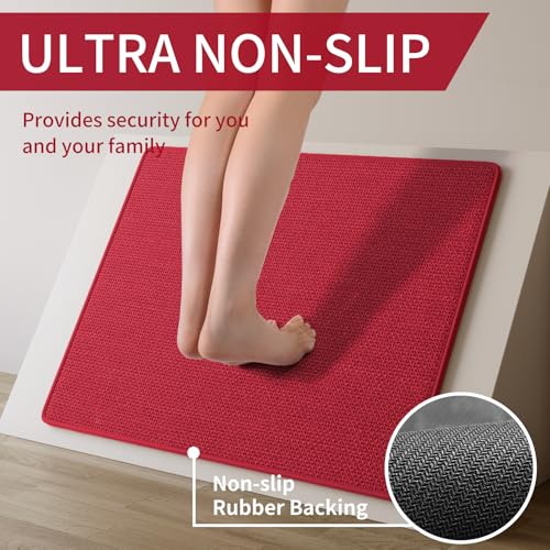 Kitchen Mat Kitchen Rugs Sets of 2 PCS Non Slip Red 17"x30"+17"x59" (A- Red / 17"x59"+17"x30")