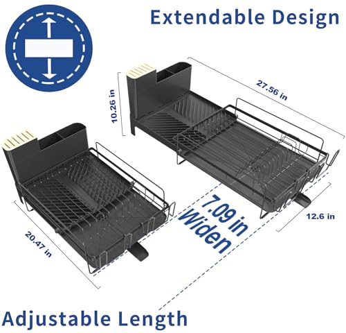 Extendable Dish Drying Rack (20.5"-27.6" L x 12.6" W)