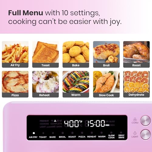Retro 26.3 QT Infrared Heating Air Fryer Toaster Oven (Classic Pink Color)