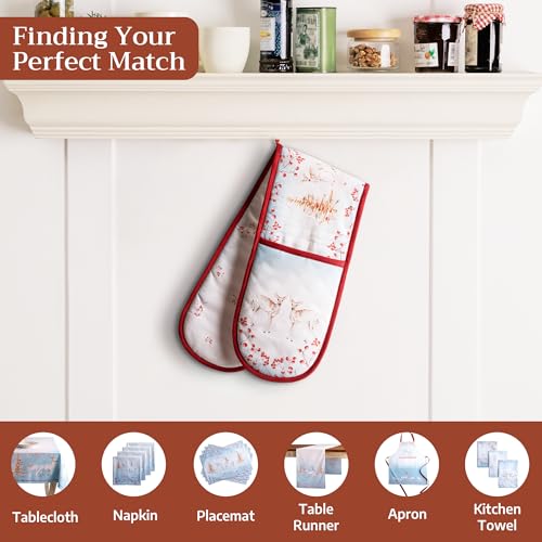 Double Oven Mitts 100% Cotton Double Oven Glove (113 - Fairy Tale Forest / 7" x 35" (Double Oven Mitt))