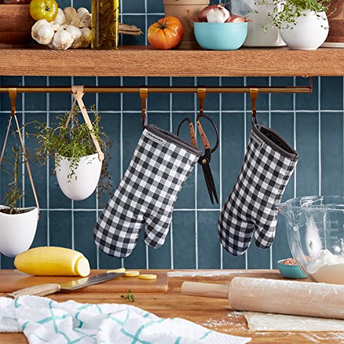 Gingham Oven Mitt 2 (Charcoal Grey / 7"x13")