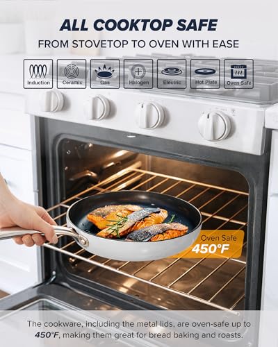 Essential Series 5PC Ceramic Cookware Set PFAS (Oyster)
