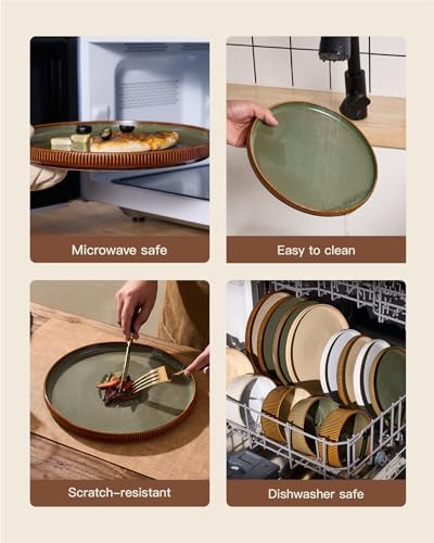 Dinnerware Set for 6 (Moss Green & Brown)