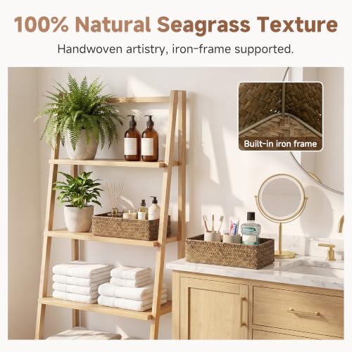 Small Toilet Paper Basket for Back of Toilet Basket (Brown(seagrass) / 15 ¾"L x 6 ½"W x 4 ¼"H)