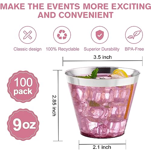 100PCS Silver Plastic Cups (9-Silver-100)