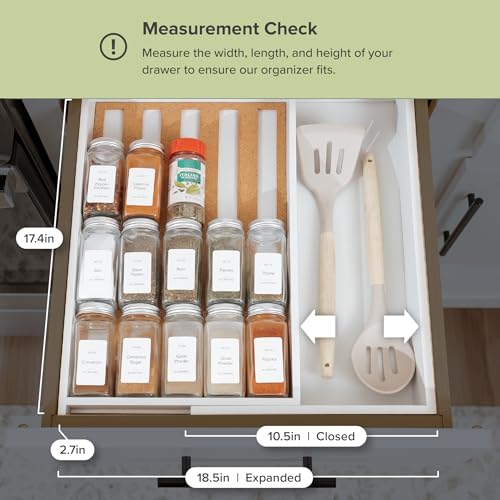 Expandable Spice Drawer Organizer (White Bamboo)
