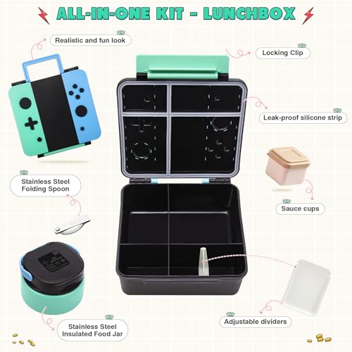 Game Bento Box for Kids (Blue-Green)