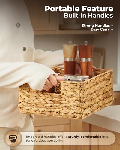 Water Hyacinth Storage Baskets (Natural / Rectangular Basket_Pack 6)