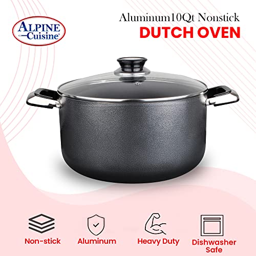 10 Quart Non stick Stock Pot with Tempered Glass Lid and Carrying Handles (10-Quart Stock Pot / Open Stock)