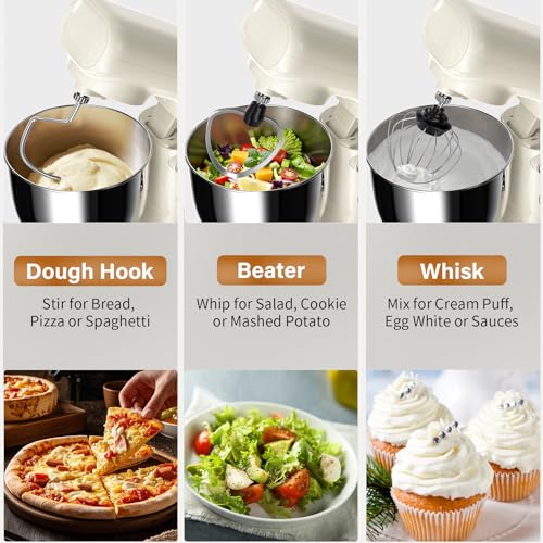 Stand Mixer with 3QT+3.5QT Dual Bowls (White)