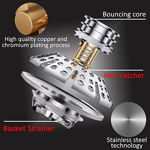 Tub Stopper Bathtub Drain Stopper Plug (Chrome Silver)