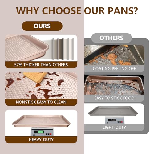 Baking Sheet Pan Set of 2 (15x10x1 inch Set / Textured Rose Gold)