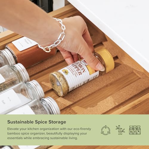 Expandable Spice Drawer Organizer (Natural Bamboo)