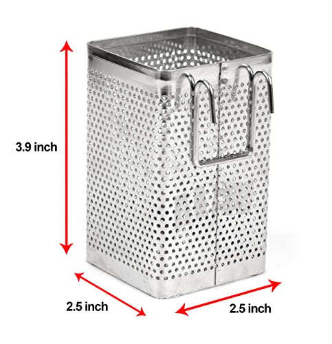 Kitchen Utensil Chopsticks Perforated Holder with Hooks (Small Square)