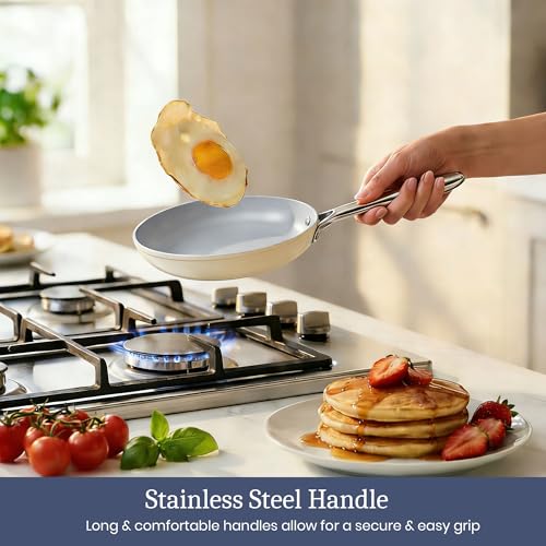 Premium Ceramic Frying Pan (8 inch / Cream)