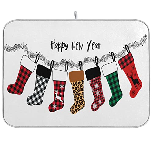 Super Absorbent Dish Drying Mat (Christmas Stockings / 18" x 24")