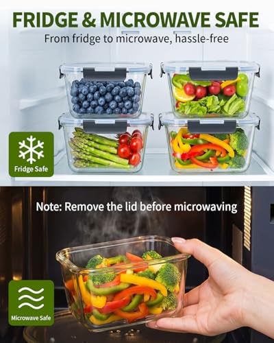 2 Pack 88oz 11 Cups Large Glass Storage Containers with Lids (2600ML*2)