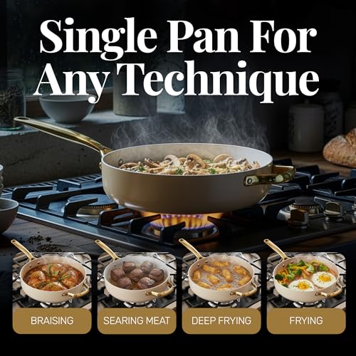 4Qt Saute Pan with Lid (Cream White / 4 Qt)