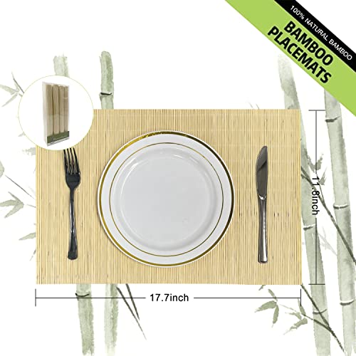 8 Pack 17.7x11.8 Bamboo Placemats (Natural Color / Set of 8)
