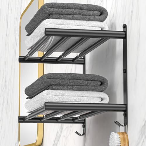 Black Adjustable Towel Bar for Bathroom Wall Mount17