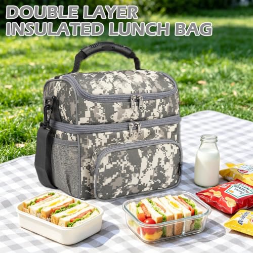 Double Layer Cooler Insulated Lunch Bag Adult Lunch Box Large Tote Bag for Men (2 Count)