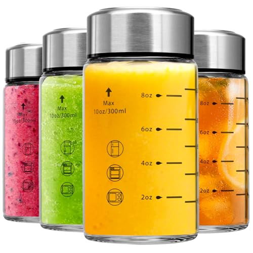 Glass Juice Bottles 4 Pack 10 oz (10 Ounces / 4 Pack)