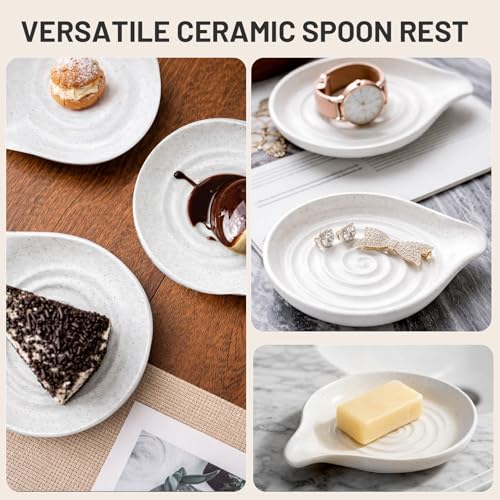Ceramic Rotating Utensil Holder with Spoon Rest for Kitchen Counter White (White & Spoon Rest)
