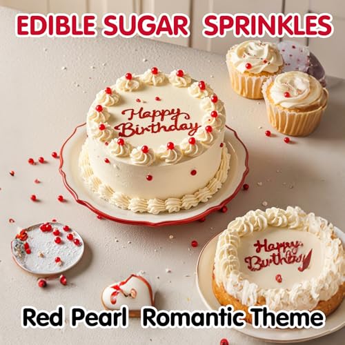 Edible Red Pearl Sprinkles (4.5 Ounce)