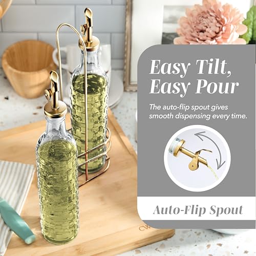 Glass Olive Oil Bottle Dispenser (Checkered / Clear)