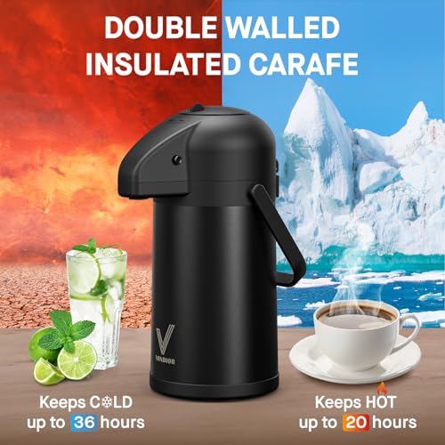Airpot Coffee Carafe for Keeping Hot (64 Ounces / Black-1 Pack)