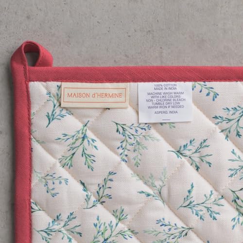 100% Cotton Oven Mitt & Pot Holder Set (100 - Holly Time / 7.5" x 13" & 8" x 8" (Oven Mitt & Pot Holder))