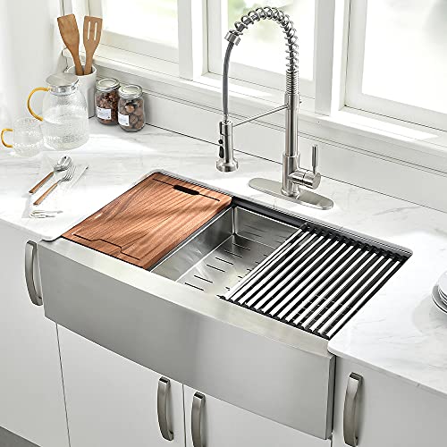 33Inch Farmhouse Kitchen Sink Workstation (33"L x 22"W x 10"D / Stainless Steel)