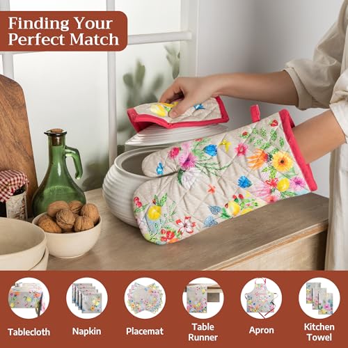 Pot Holders 100% Cotton Potholders (105 - Jardin D'ete - Fog / 8" x 8" (Pot Holder Pack of 1))