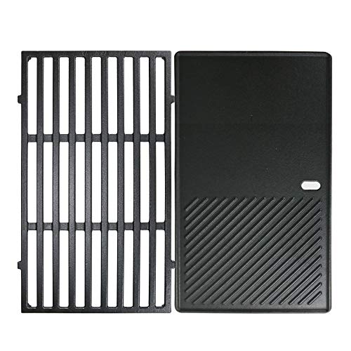 7637 Cast Iron Griddle Grates for Weber Spirit 200 Grill Parts (17.5" x 10.2" x 2.1")