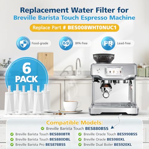 6 Pack Upgrade Water Filters Compatible with Breville BES880 Barista Touch (6 Pack)