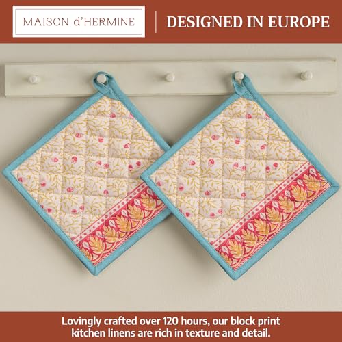 Pot Holders 100% Cotton Potholders (122 - Carpo / 8" x 8" (Pot Holder Pack of 2))