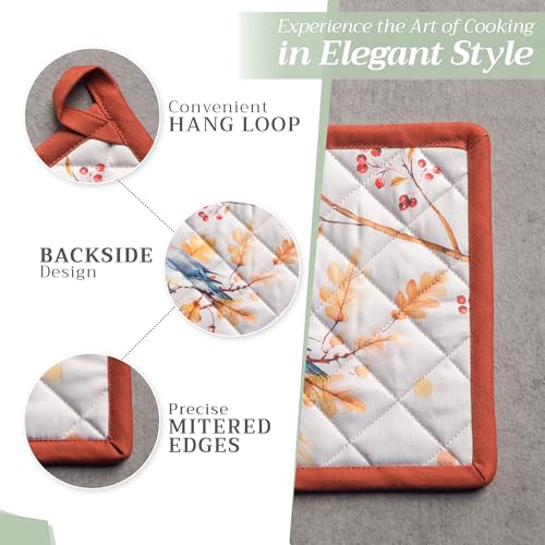 Pot Holders 100% Cotton Potholders (112 - Oak Leaves / 8" x 8" (Pot Holder Pack of 2))