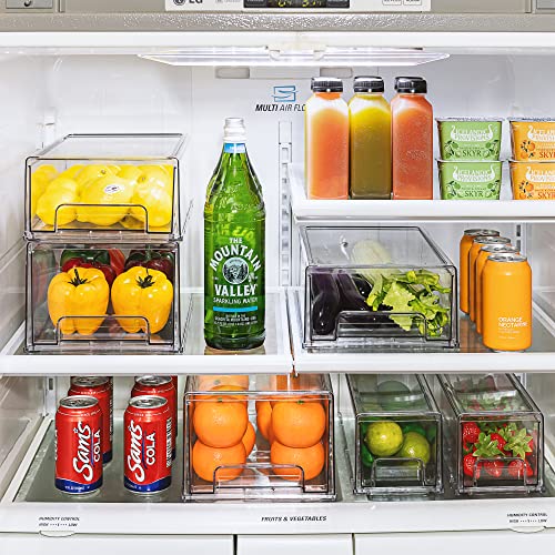 Clear Stackable Storage Drawers for Refrigerator (4 Pack / Medium)
