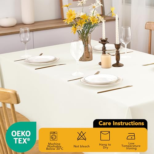 6 Pack Ivory Tablecloths for Rectangle Tables (Ivory / 90x156 In, 6 Pack)